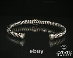 14k & Sterling David Yurman Blue Sapphire 5mm Cable Cuff Bracelet 26g i14166