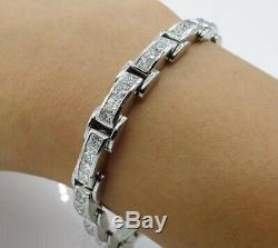 14k White Gold FN 9.10 Ct Princess Diamond Tennis Silver Channel Set Bracelet 8