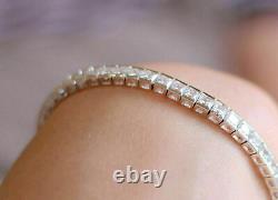 14k White Gold Over 10 Ct Princess Cut Diamond Tennis Bracelet 7 For Women's