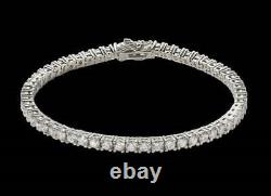 14k White Gold Over 925 Sterling Silver 3mm Tennis Women Bracelet Diamond 7.25