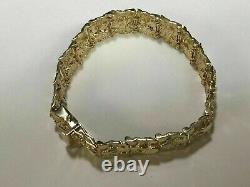 14k Yellow Gold FN Handmade Adorable Men's Nugget Bracelet 17 mm 8.5 Inch