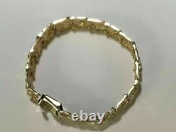 14k Yellow Gold FN Handmade Adorable Men's Nugget Bracelet 17 mm 8.5 Inch