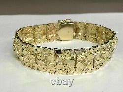 14k Yellow Gold FN Handmade Simulated Adorable Men's Nugget Bracelet Inch