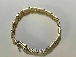 14k Yellow Gold FN Handmade Simulated Adorable Men's Nugget Bracelet Inch