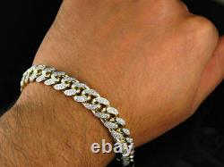 14k Yellow Gold Over 10CT Round Cut Diamond Miami Curb Cuban Link Bracelet 8.25