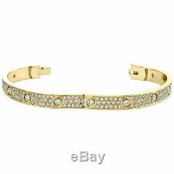 14k Yellow Gold Over 7CT Round Cut VVS1 Diamond Bangle Bracelet Mens Womens