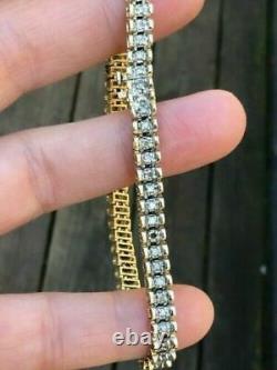 14k Yellow Gold Over 7 Ct Round Cut VVS1 Diamond 8Inch Men's Tennis Bracelet