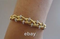14k Yellow Gold Over 925 Sterling Silver Triple Braided Bracelet Lab Diamonds