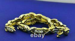 14k Yellow Gold Over Diamond Unique Tennis Bracelet 5.60 CT Hugs N Kisses 7.25