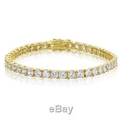 14k Yellow Gold Over With VVS1 Lab Diamond Round Cut Tennis Men's Bracelets 8.5