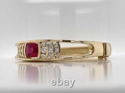 14k Yellow Gold Plated 4.5CT Lab-Created Ruby Women's Bangle Bracelet