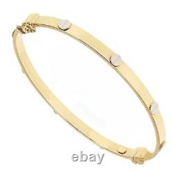 14k Yellow & White Gold Finish 925 Sterling Silver Screw Bangle Bracelet 7