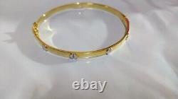 14k Yellow & White Gold Finish 925 Sterling Silver Screw Bangle Bracelet 7