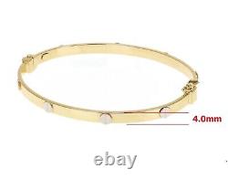 14k Yellow & White Gold Finish 925 Sterling Silver Screw Bangle Bracelet 7