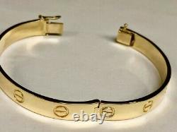 14k solid yellow gold nail head love design bangle bracelet 8mm 30 grams 7inch