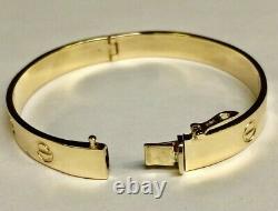 14k solid yellow gold nail head love design bangle bracelet 8mm 30 grams 7inch
