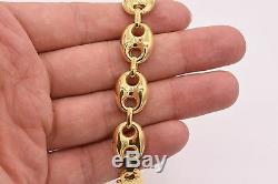 14mm Puffed Gucci Anchor Mariner Link Bracelet 14K Yellow Gold Clad Silver 925