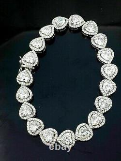 15Ct Heart & Round Lab Created Diamond Women Tennis Bracelet 14K White Gold Over