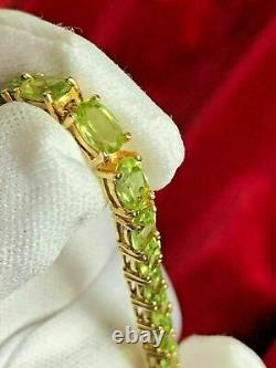 15Ct Oval Cut Lab Created Peridot Tennis Bracelet 14K Yellow Gold Plated Silver
