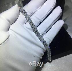 15Ct Princess Cut VVS1/D Diamond One Row Tennis Bracelet 18K White Gold Finish