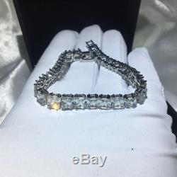 15Ct Princess Cut VVS1/D Diamond One Row Tennis Bracelet 18K White Gold Finish
