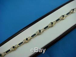 15 CT Princess Cut Blue Sapphire & Diamond 14k Yellow Gold Over Tennis Bracelet