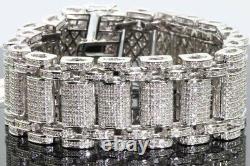 15 Ct Round Cut Real Moissanite Men's Wider Tennis Bracelet 925 Sterling Silver