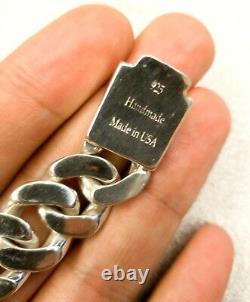 15 mm Solid Heavy Sterling Silver Miami Cuban Link ID Bracelet 8.5 Inch 85 Grams