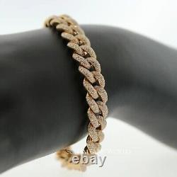 15mm DEF Moissanite Men's Miami Cuban Link Bracelet Solid In 925 Sterling Silver