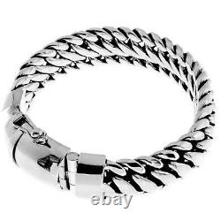 15mm Mens Extra Wide Heavy Snake Chain Bali 925 Sterling Silver Bracelet, 7-10