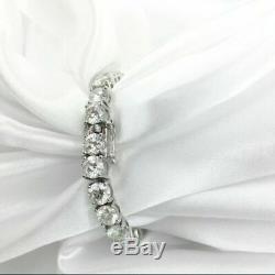 17.00 CT Round Cut Real Moissanite Solitaire Tennis Bracelet 925 Sterling Silver