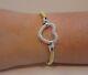 18k Yellow Gold Over Silver Open Heart Italian Bracelet With 3 Ct Lab Diamonds/7'