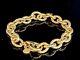 18k Yellow Gold Over Sterling Silver 925 Diamond Cut Oval Link Chain Bracelet