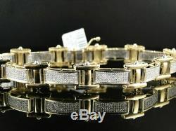 18.00 ct Diamond Bracelet Pave Set Designer Mens 10K Yellow Gold Over 8.25