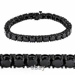 18 Ct. Unisex Natural Black Diamond Tennis Bracelet 7-8 925 Sterling Silver