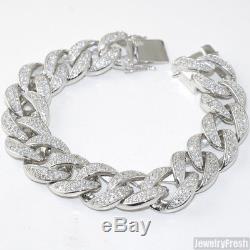 18mm 925 Sterling Silver Iced Out Large Mens Cuban Bracelet