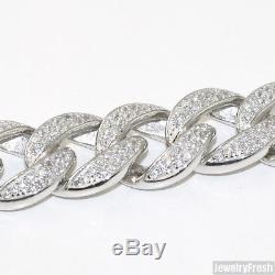 18mm 925 Sterling Silver Iced Out Large Mens Cuban Bracelet