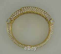 1990s Harry Winston Emerald & Diamond 14k Yellow Gold Over Bangle 7.5 Bracelet