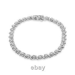 1.0 Carat Diamond Spiral Wave Curved-Link Tennis Bracelet in Sterling Silver 7