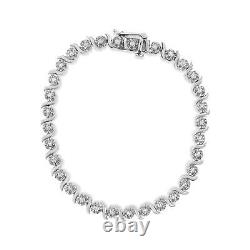 1.0 Carat Diamond Spiral Wave Curved-Link Tennis Bracelet in Sterling Silver 7