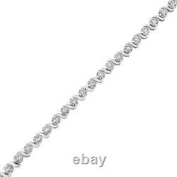 1.0 Carat Diamond Spiral Wave Curved-Link Tennis Bracelet in Sterling Silver 7