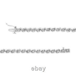 1.0 Carat Diamond Spiral Wave Curved-Link Tennis Bracelet in Sterling Silver 7