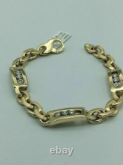 1.10Ct Round Cut VVS1/D Diamond Link Men's Bracelet 8 inch 14K Yellow Gold Over