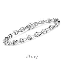 1/10 Carat Real Diamond Pear Shape Bezel Link Bracelet in Sterling Silver -7.25