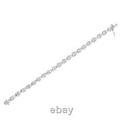 1/10 Carat Real Diamond Pear Shape Bezel Link Bracelet in Sterling Silver -7.25