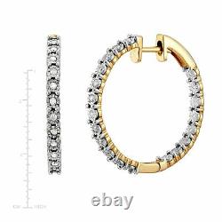 1/2 ct Diamond Hoop Earring & Bolo Bracelet Set, 14K Gold-Plated Sterling Silver