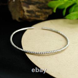 1/2ct Lab Created Moissanite Adjustable Cuff Bracelet in 925 Sterling Silver