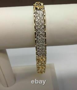 1.30 Ct Round Cut 14K Yellow Gold Over Men's Stunning Nugget Simulated Bracelet