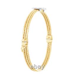 1/5 ct Diamond Heart Bangle Bracelet in Yellow Gold Plated over Sterling Silver