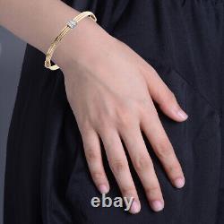 1/5 ct Diamond Heart Bangle Bracelet in Yellow Gold Plated over Sterling Silver